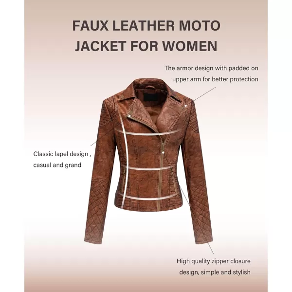 Bellivera Women Faux Leather Casual Jacket, Fall and Spring Fashion Motorcycle Bike Coat