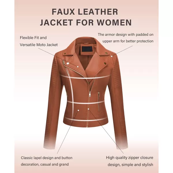 Bellivera Women Faux Leather Casual Jacket, Fall and Spring Fashion Motorcycle Bike Coat