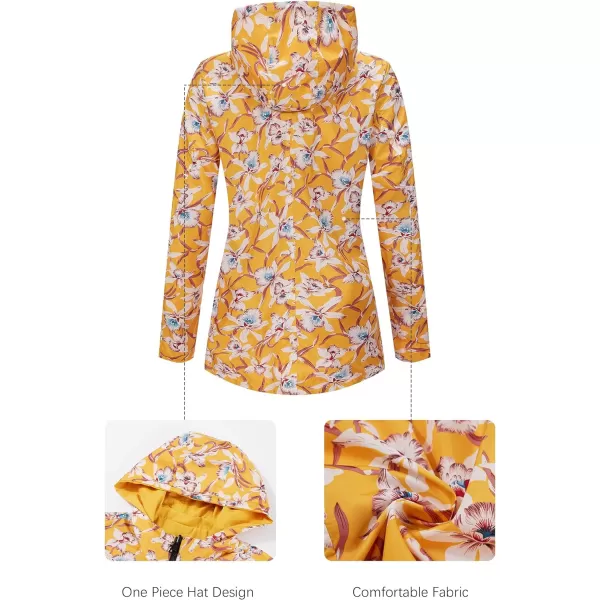 Bellivera Women Reversible Lightweight Jacket Casual Windbreaker Outerwear Waterproof Outdoor Printed Raincoat