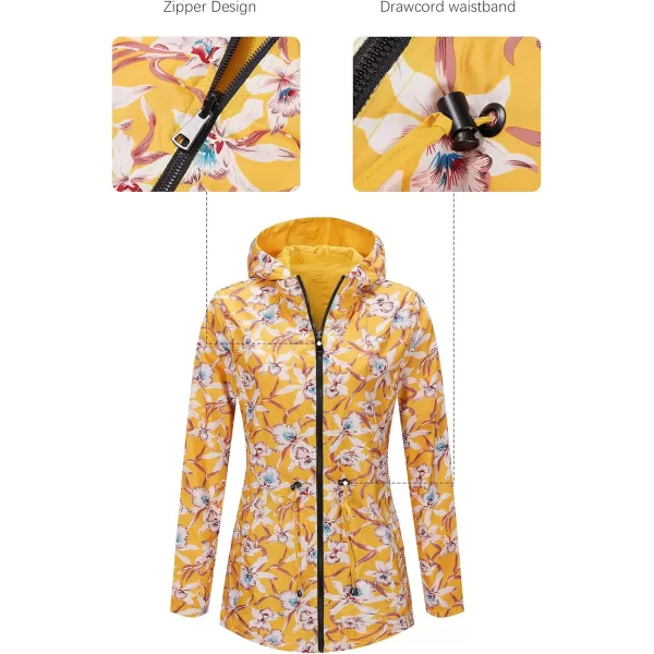 Bellivera Women Reversible Lightweight Jacket Casual Windbreaker Outerwear Waterproof Outdoor Printed Raincoat
