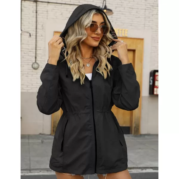 Bellivera Women Reversible Lightweight Jacket Casual Windbreaker Outerwear Waterproof Outdoor Printed Raincoat