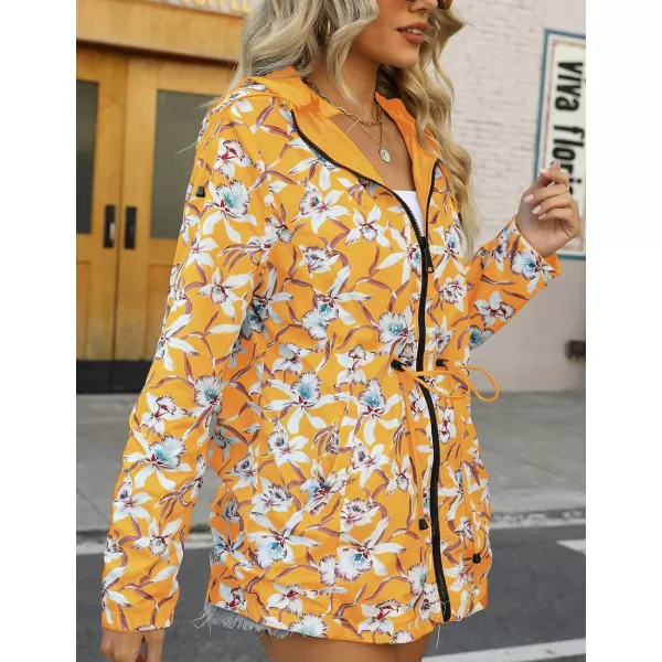 Bellivera Women Reversible Lightweight Jacket Casual Windbreaker Outerwear Waterproof Outdoor Printed Raincoat