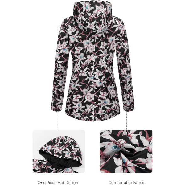 Bellivera Women Reversible Lightweight Jacket Casual Windbreaker Outerwear Waterproof Outdoor Printed Raincoat
