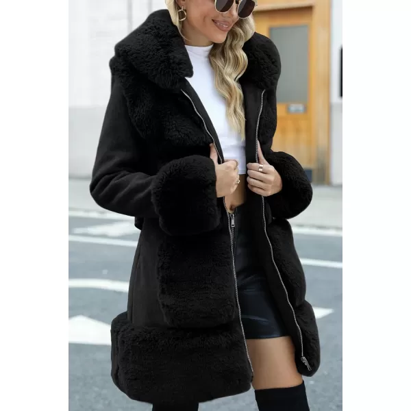 Bellivera Women's Wool Pea Coat Faux Fur Jacket Winter Warm Parka Overcoat with Belt