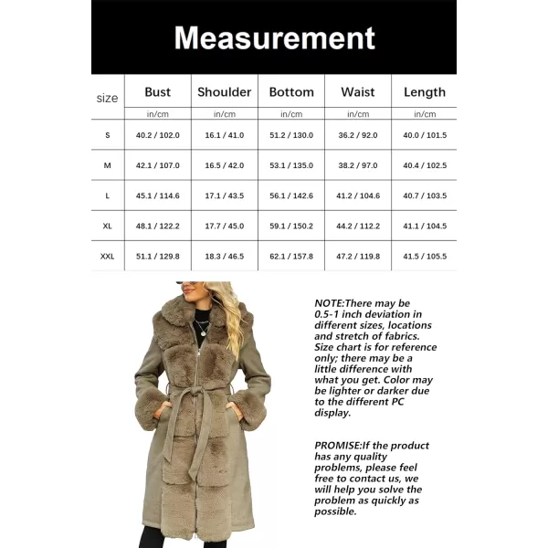 Bellivera Women's Wool Pea Coat Faux Fur Jacket Winter Warm Parka Overcoat with Belt