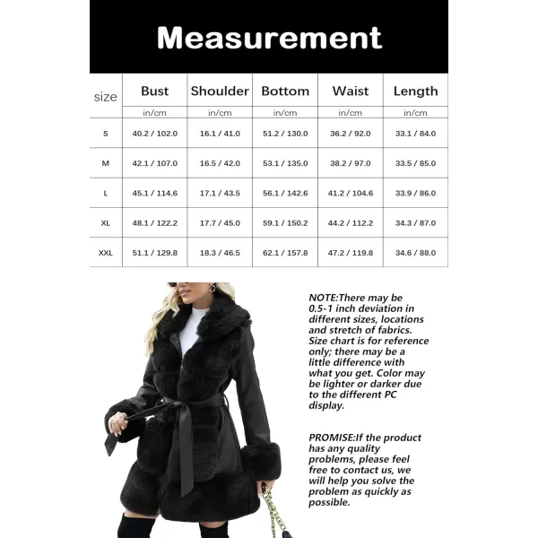 Bellivera Women's Wool Pea Coat Faux Fur Jacket Winter Warm Parka Overcoat with Belt
