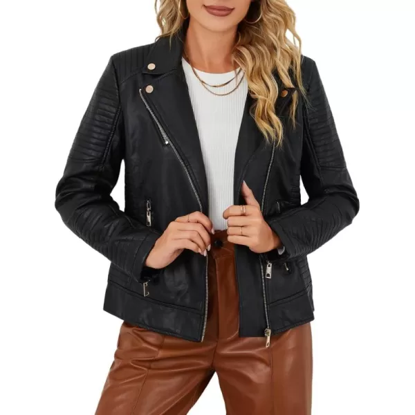 Bellivera Women Faux Leather Casual Jacket, Fall and Spring Fashion Motorcycle Bike Coat
