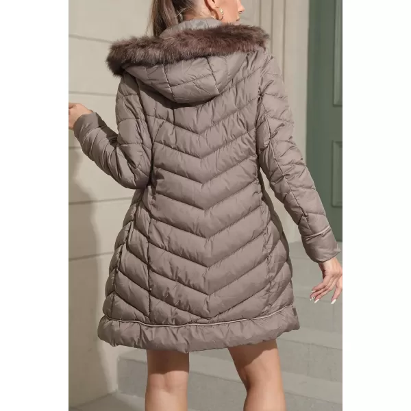 Bellivera Puffer Jacket Women,Lightweight Padding Bubble Hooded Coat with Fur Collar Warmth Outerwear