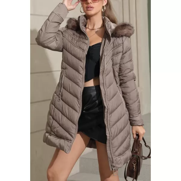 Bellivera Puffer Jacket Women,Lightweight Padding Bubble Hooded Coat with Fur Collar Warmth Outerwear