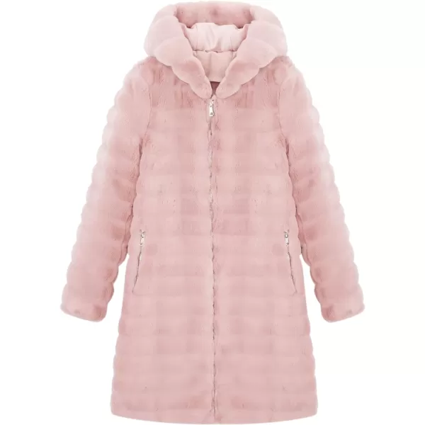 Bellivera Women Faux Fur Coat Long Sleeve Fuzzy Winter Hooded Open Front Jacket with Two Big Hand Pockets