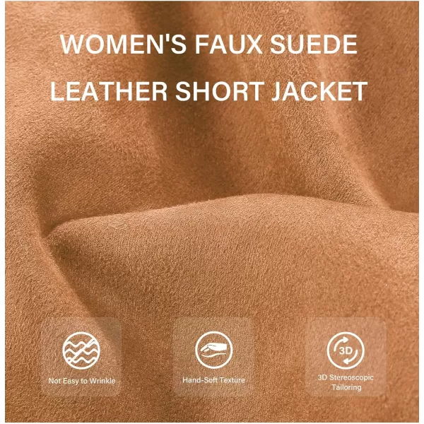 Bellivera Women Faux Suede Leather Jacket Motorcycle Biker Sherpa-Lined Coat with Detachable Fur Collar