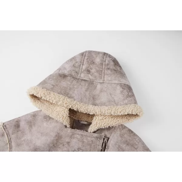 Bellivera Women Faux Suede Leather Jacket Motorcycle Biker Sherpa-Lined Coat with Detachable Fur Collar
