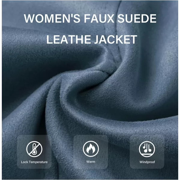 Bellivera Women Faux Suede Leather Jacket Motorcycle Biker Sherpa-Lined Coat with Detachable Fur Collar