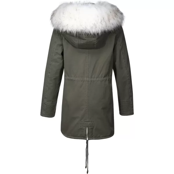 Bellivera Women Twill Parka Jacket, Winter Fashion Warm Long Hood Coat with Faux Fur Collar