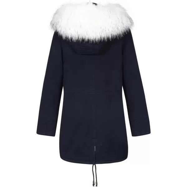 Bellivera Women Twill Parka Jacket, Winter Fashion Warm Long Hood Coat with Faux Fur Collar