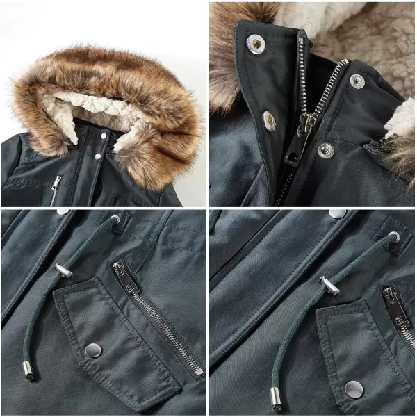 Bellivera Women Twill Parka Jacket, Winter Fashion Warm Long Hood Coat with Faux Fur Collar