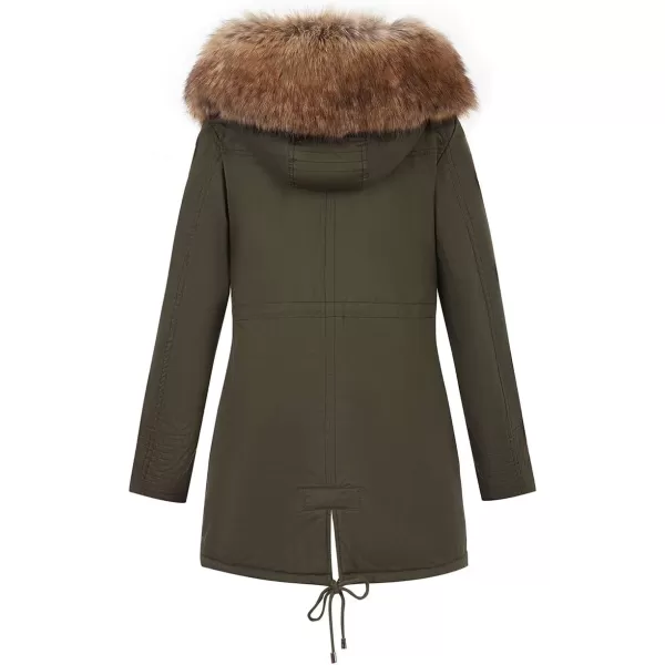 Bellivera Women Twill Parka Jacket, Winter Fashion Warm Long Hood Coat with Faux Fur Collar