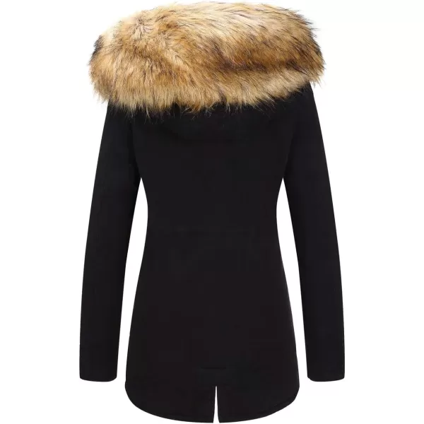 Bellivera Women Twill Parka Jacket, Winter Fashion Warm Long Hood Coat with Faux Fur Collar