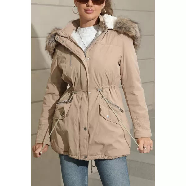 Bellivera Women Twill Parka Jacket, Winter Fashion Warm Long Hood Coat with Faux Fur Collar