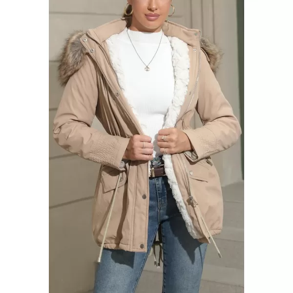 Bellivera Women Twill Parka Jacket, Winter Fashion Warm Long Hood Coat with Faux Fur Collar