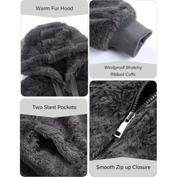 Bellivera Women's Faux Fur Coat Shearling Fluffy Fuzzy Shaggy Hood Sherpa-Lined Fleece Jacket