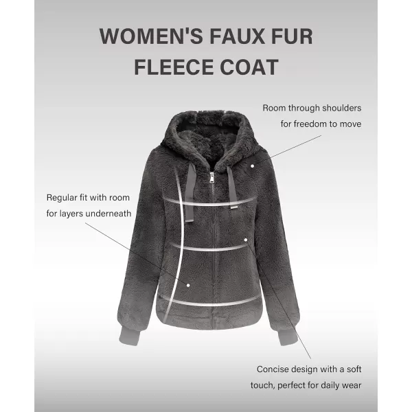 Bellivera Women's Faux Fur Coat Shearling Fluffy Fuzzy Shaggy Hood Sherpa-Lined Fleece Jacket