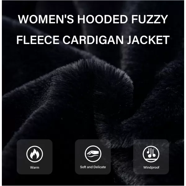 Bellivera Women's Faux Fur Coat Shearling Fluffy Fuzzy Shaggy Hood Sherpa-Lined Fleece Jacket