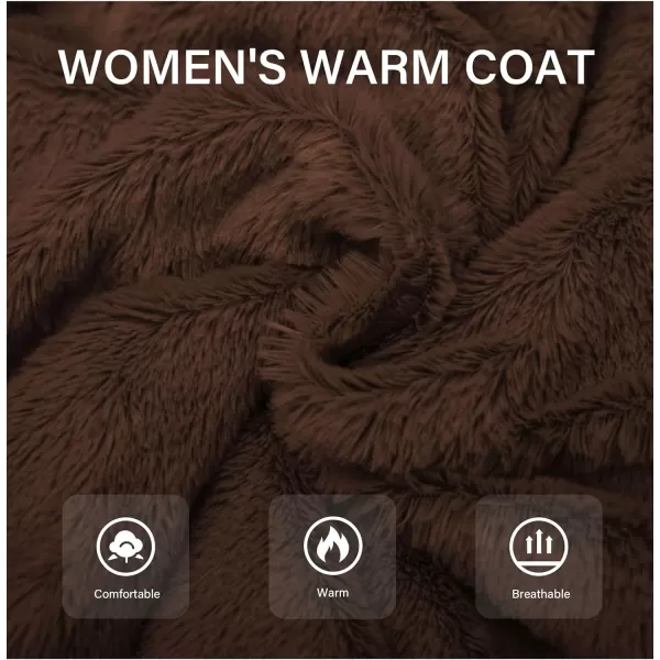 Bellivera Women's Faux Fur Coat Shearling Fluffy Fuzzy Shaggy Hood Sherpa-Lined Fleece Jacket