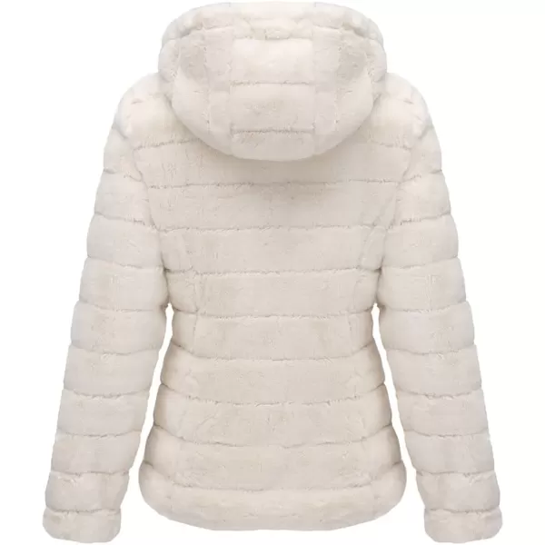 Bellivera Women's Faux Fur Coat Shearling Fluffy Fuzzy Shaggy Hood Sherpa-Lined Fleece Jacket