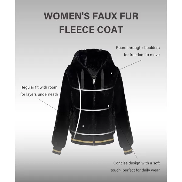 Bellivera Women's Faux Fur Coat Shearling Fluffy Fuzzy Shaggy Hood Sherpa-Lined Fleece Jacket