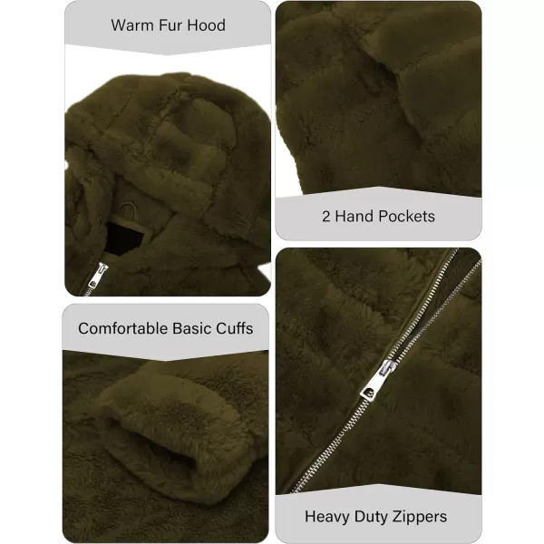 Bellivera Women's Faux Fur Coat Shearling Fluffy Fuzzy Shaggy Hood Sherpa-Lined Fleece Jacket