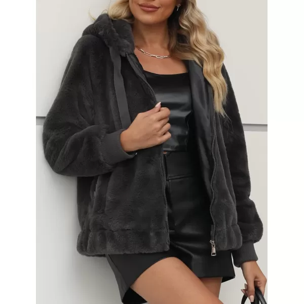 Bellivera Women's Faux Fur Coat Shearling Fluffy Fuzzy Shaggy Hood Sherpa-Lined Fleece Jacket