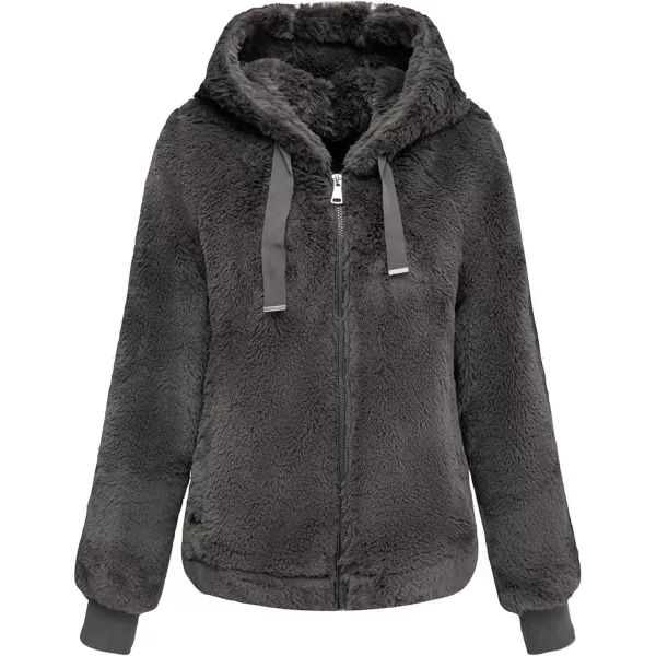 Bellivera Women's Faux Fur Coat Shearling Fluffy Fuzzy Shaggy Hood Sherpa-Lined Fleece Jacket