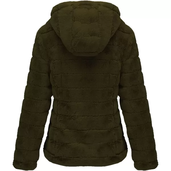 Bellivera Women's Faux Fur Coat Shearling Fluffy Fuzzy Shaggy Hood Sherpa-Lined Fleece Jacket