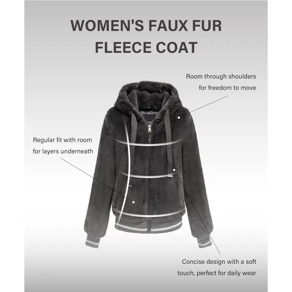 Bellivera Women's Faux Fur Coat Shearling Fluffy Fuzzy Shaggy Hood Sherpa-Lined Fleece Jacket