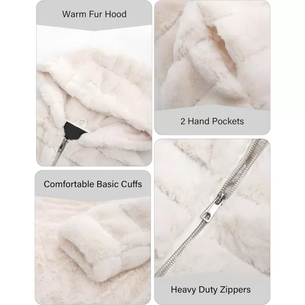 Bellivera Women's Faux Fur Coat Shearling Fluffy Fuzzy Shaggy Hood Sherpa-Lined Fleece Jacket