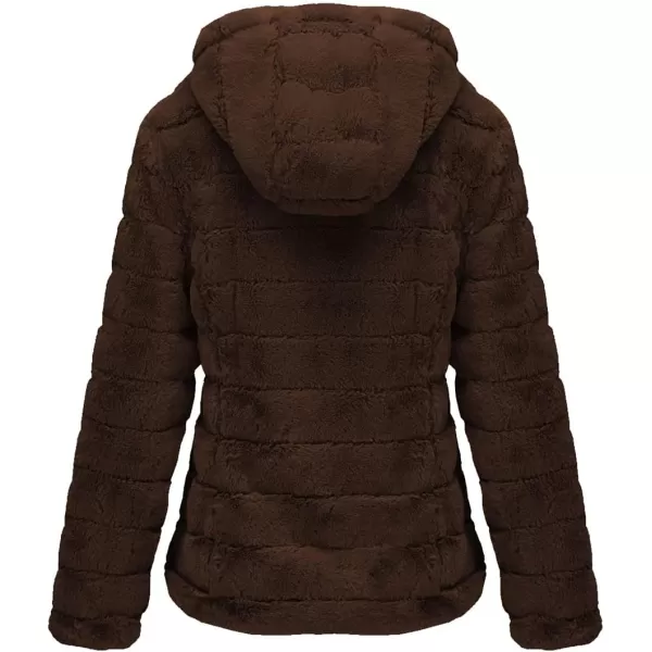 Bellivera Women's Faux Fur Coat Shearling Fluffy Fuzzy Shaggy Hood Sherpa-Lined Fleece Jacket