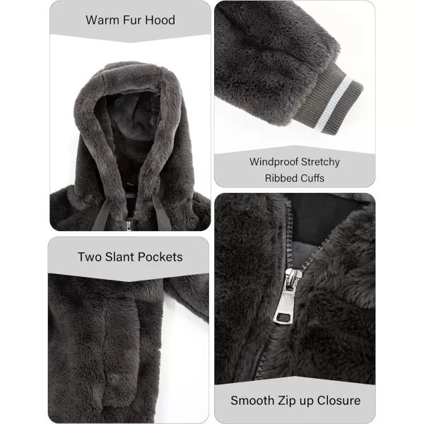 Bellivera Women's Faux Fur Coat Shearling Fluffy Fuzzy Shaggy Hood Sherpa-Lined Fleece Jacket