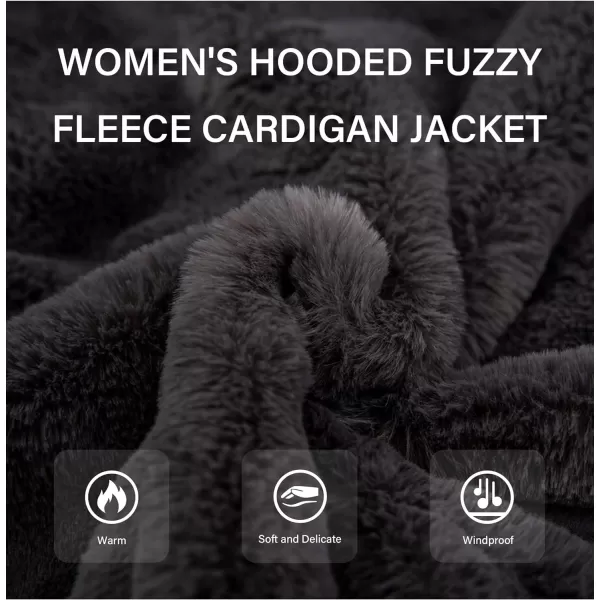 Bellivera Women's Faux Fur Coat Shearling Fluffy Fuzzy Shaggy Hood Sherpa-Lined Fleece Jacket