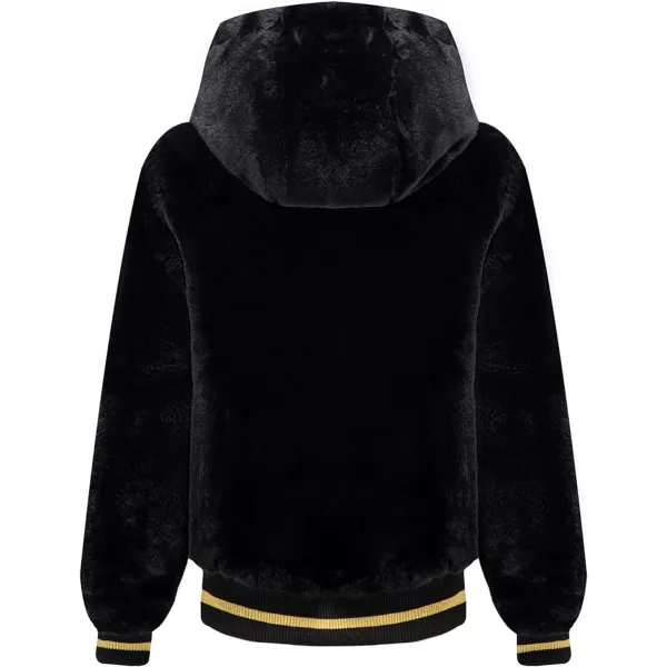 Bellivera Women's Faux Fur Coat Shearling Fluffy Fuzzy Shaggy Hood Sherpa-Lined Fleece Jacket