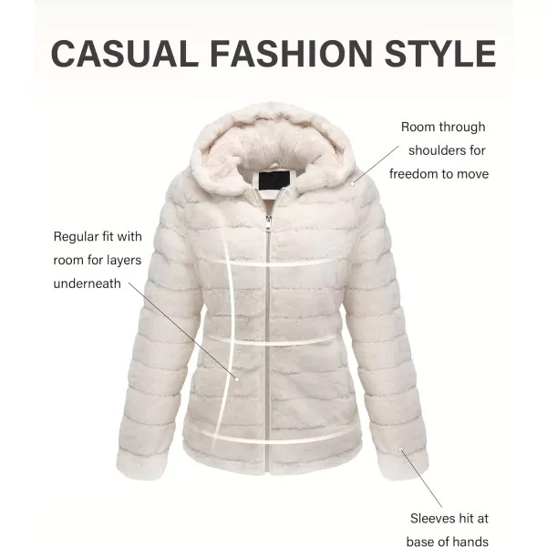 Bellivera Women's Faux Fur Coat Shearling Fluffy Fuzzy Shaggy Hood Sherpa-Lined Fleece Jacket