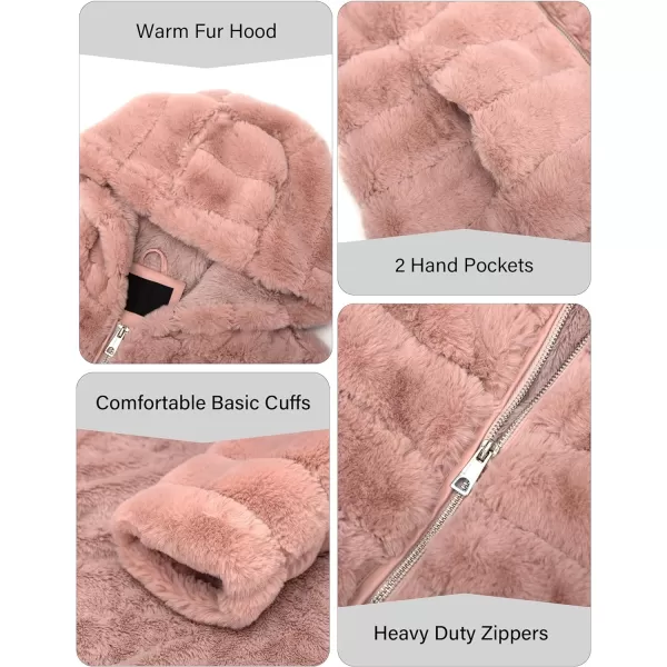 Bellivera Women's Faux Fur Coat Shearling Fluffy Fuzzy Shaggy Hood Sherpa-Lined Fleece Jacket
