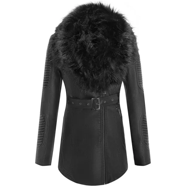 Bellivera Women Faux Suede Leather Jacket Motorcycle Biker Sherpa-Lined Coat with Detachable Fur Collar