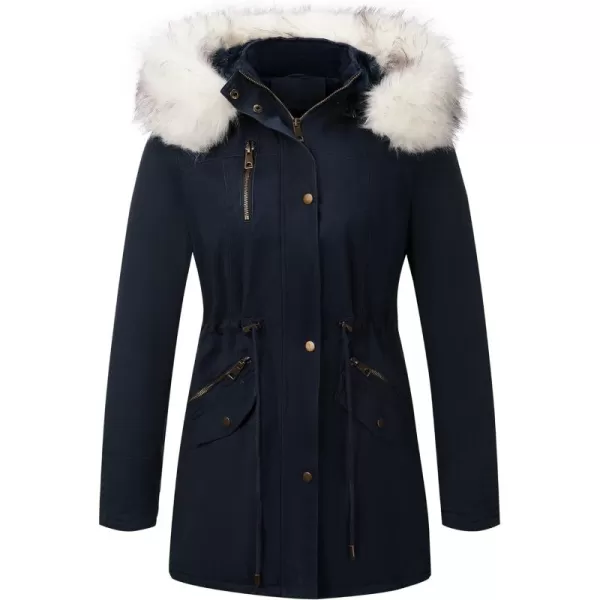 Bellivera Women Twill Parka Jacket, Winter Fashion Warm Long Hood Coat with Faux Fur Collar