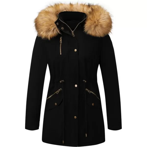 Bellivera Women Twill Parka Jacket, Winter Fashion Warm Long Hood Coat with Faux Fur Collar