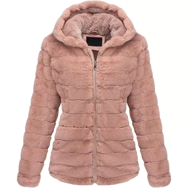 Bellivera Women's Faux Fur Coat Shearling Fluffy Fuzzy Shaggy Hood Sherpa-Lined Fleece Jacket