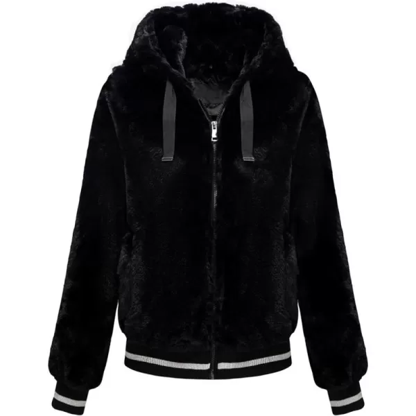 Bellivera Women's Faux Fur Coat Shearling Fluffy Fuzzy Shaggy Hood Sherpa-Lined Fleece Jacket