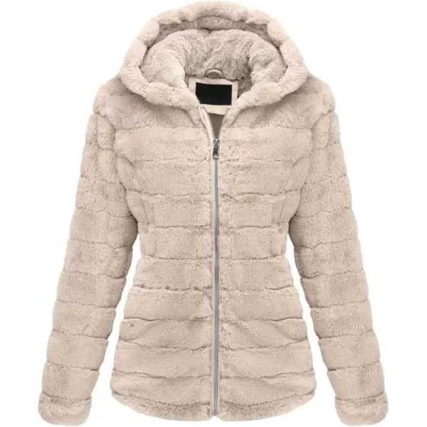 Bellivera Women's Faux Fur Coat Shearling Fluffy Fuzzy Shaggy Hood Sherpa-Lined Fleece Jacket