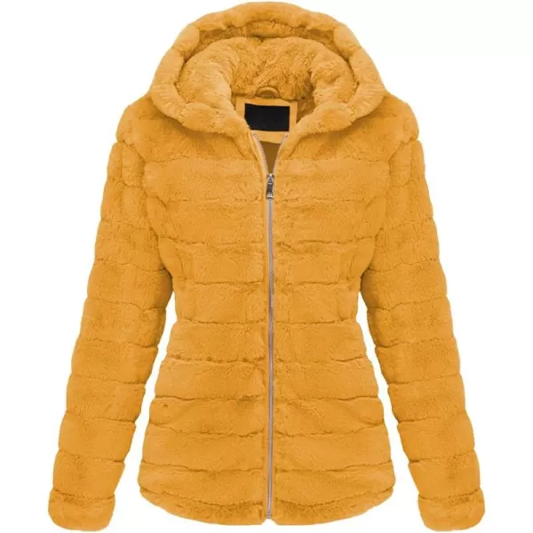 Bellivera Women's Faux Fur Coat Shearling Fluffy Fuzzy Shaggy Hood Sherpa-Lined Fleece Jacket