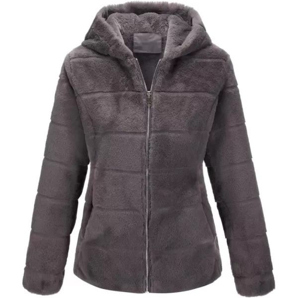 Bellivera Women's Faux Fur Coat Shearling Fluffy Fuzzy Shaggy Hood Sherpa-Lined Fleece Jacket